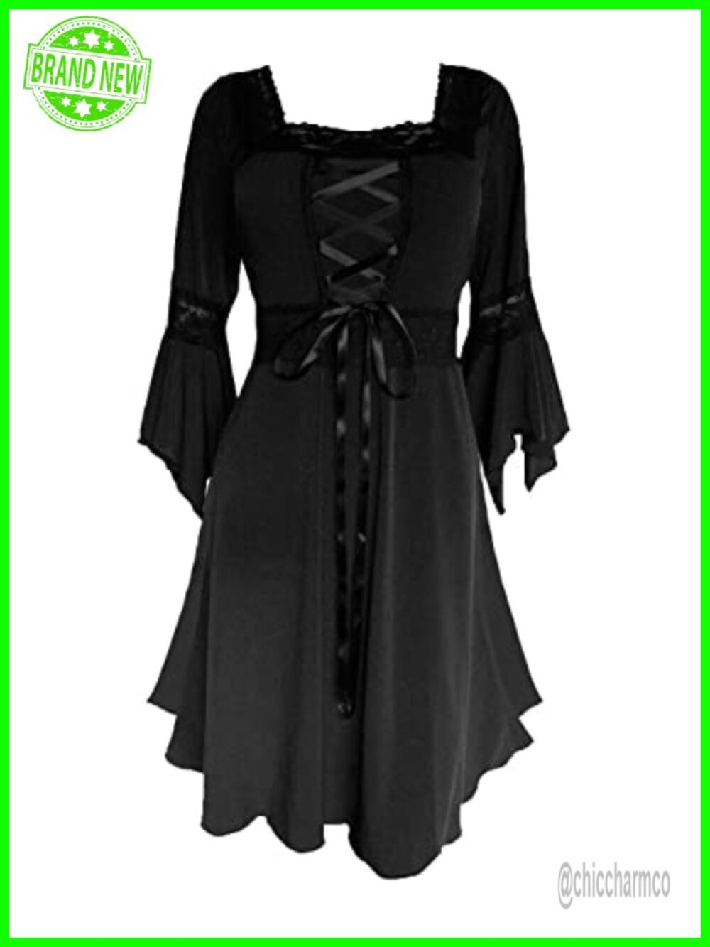 Renaissance Corset Lace Dress Victorian Gothic Witchy Cosplay Gown